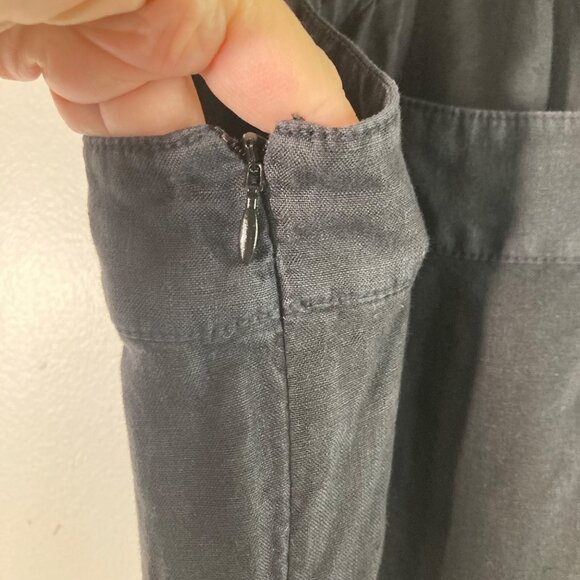 Womens Joie Tiered Linen Midi Sundress Black L Linen Mild fade - Picture 8 of 11